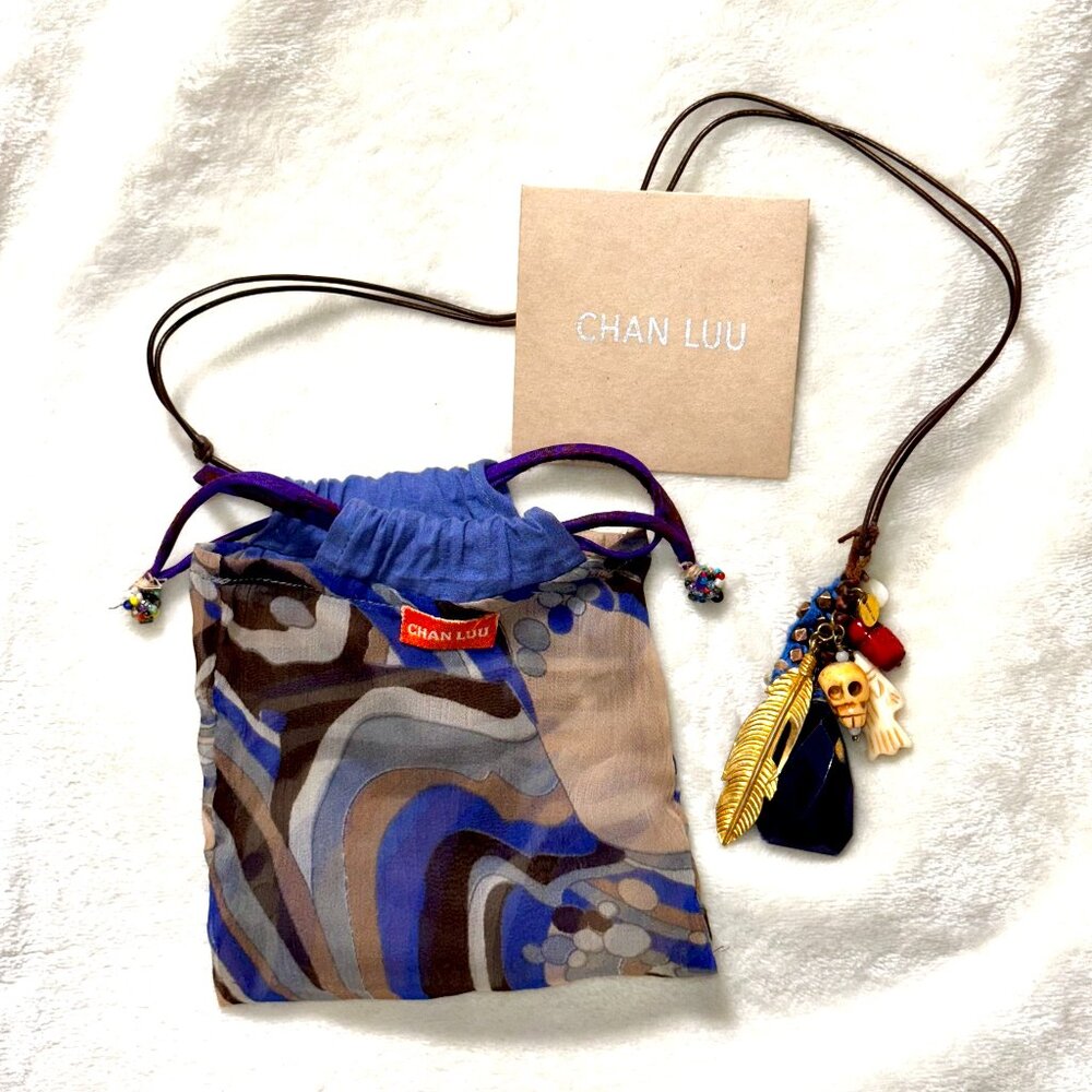 🌀 Chan Luu Skull Series Charm Necklace | 31" Leather | Festival Boho Vibes 💀🪶